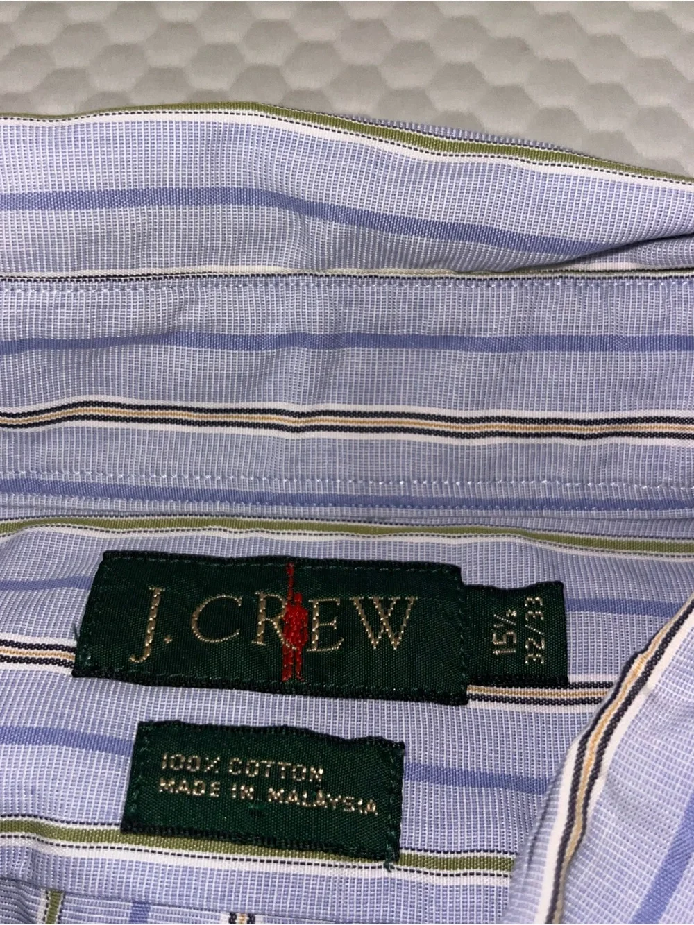 J. Crew Men's Light Blue and White Striped Button-Down Shirt